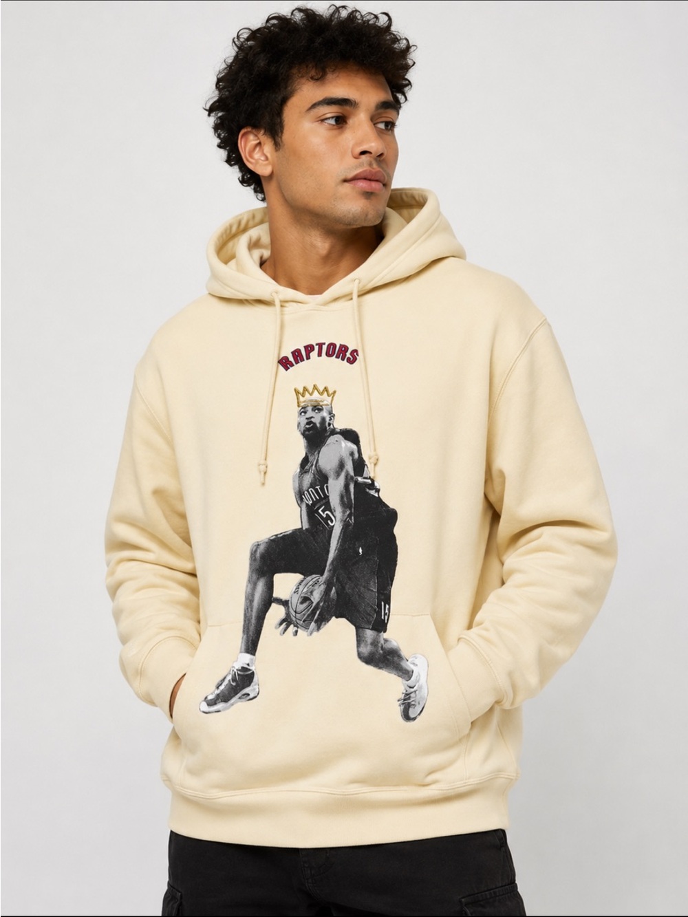 Mitchell & Ness Toronto Raptors Vince Carter Hoodie XL Cream Slam Dunk King NWT
